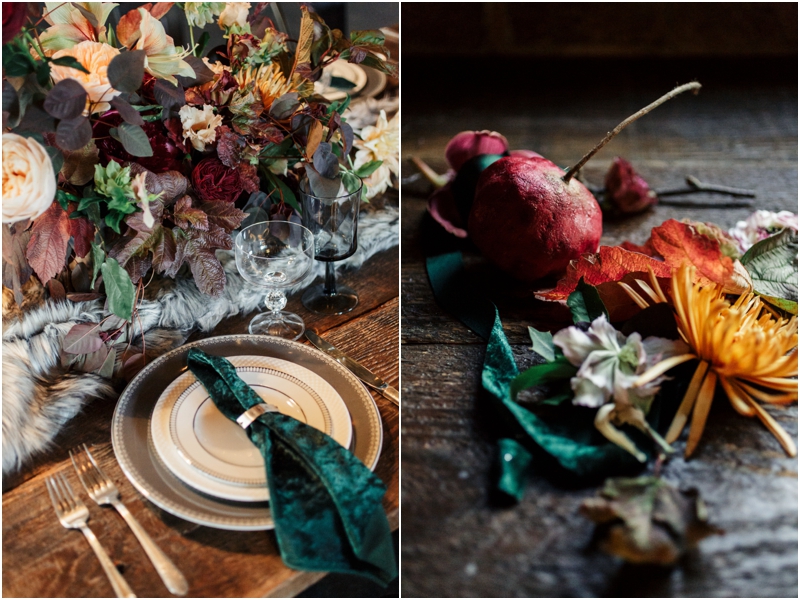  tabletop details at holiday wedding 
